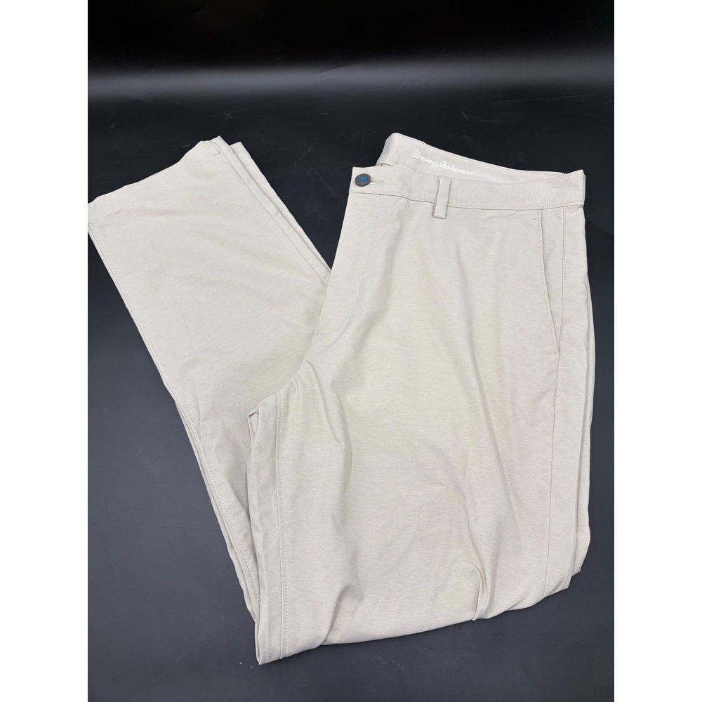 Tommy Bahama Mens Flat Front Pants Beige Performance Chino 38x32
